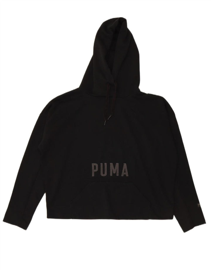 PUMA Womens Oversized Graphic Hoodie Jumper UK 14 Large Black