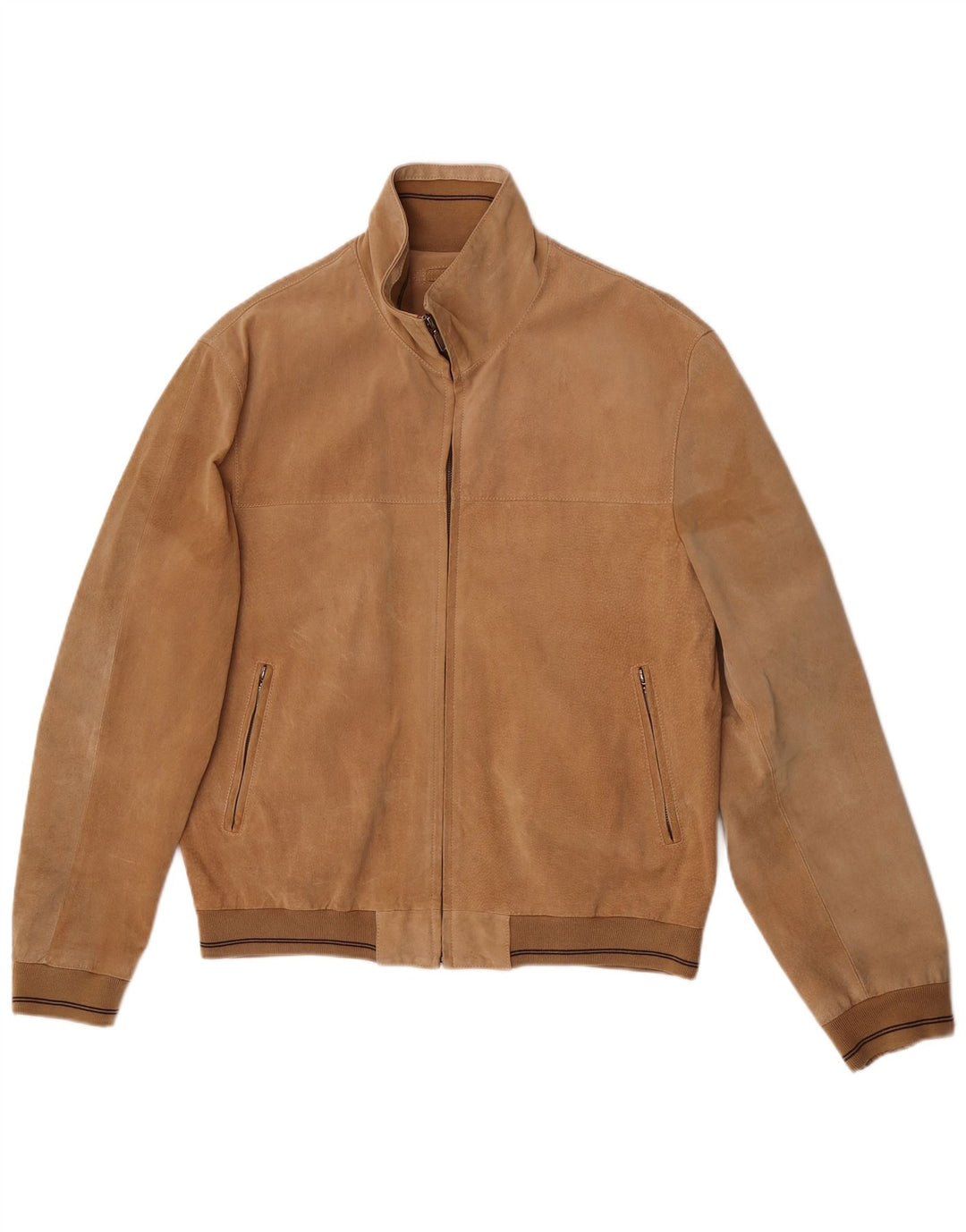 Giubbotto bomber vintage in pelle scamosciata da uomo IT 50 grande in pelle marrone