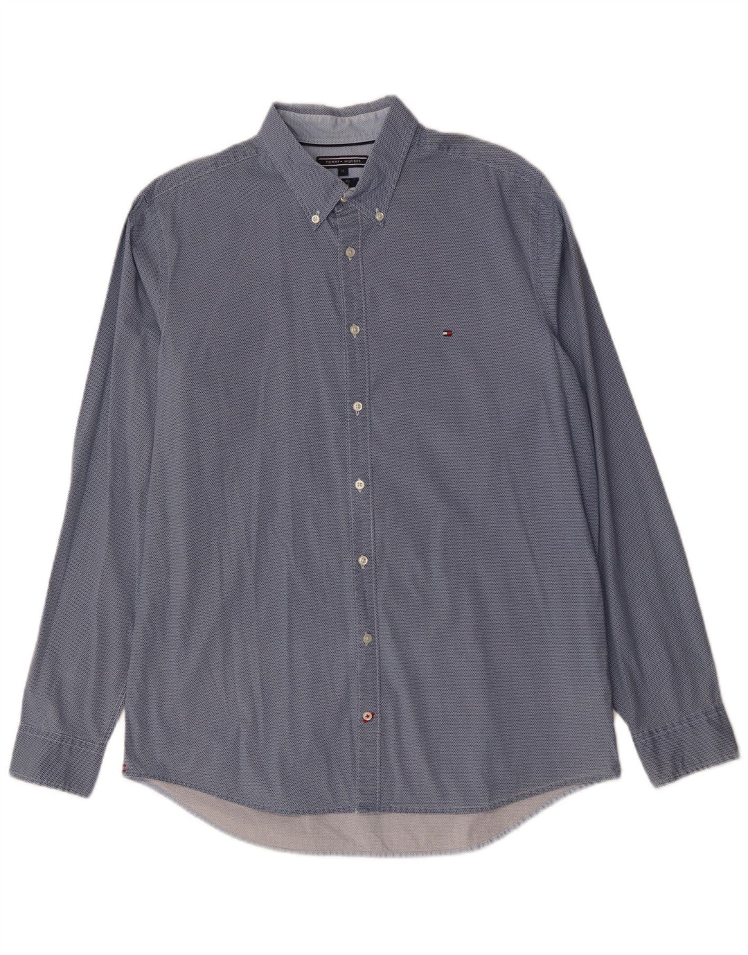 Camicia slim fit da uomo Tommy Hilfiger XL cotone maculato blu