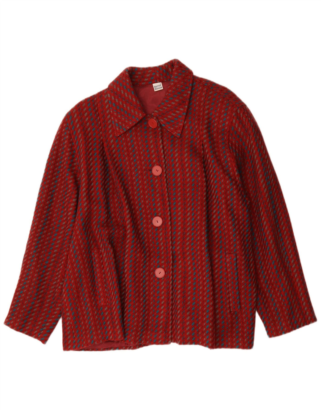 Giubbotto bomber oversize da donna vintage IT 46 grande lana a righe rosse