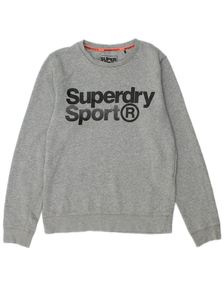 SUPERDRY Womens Graphic Sweatshirt Jumper Medium Grey Cotton