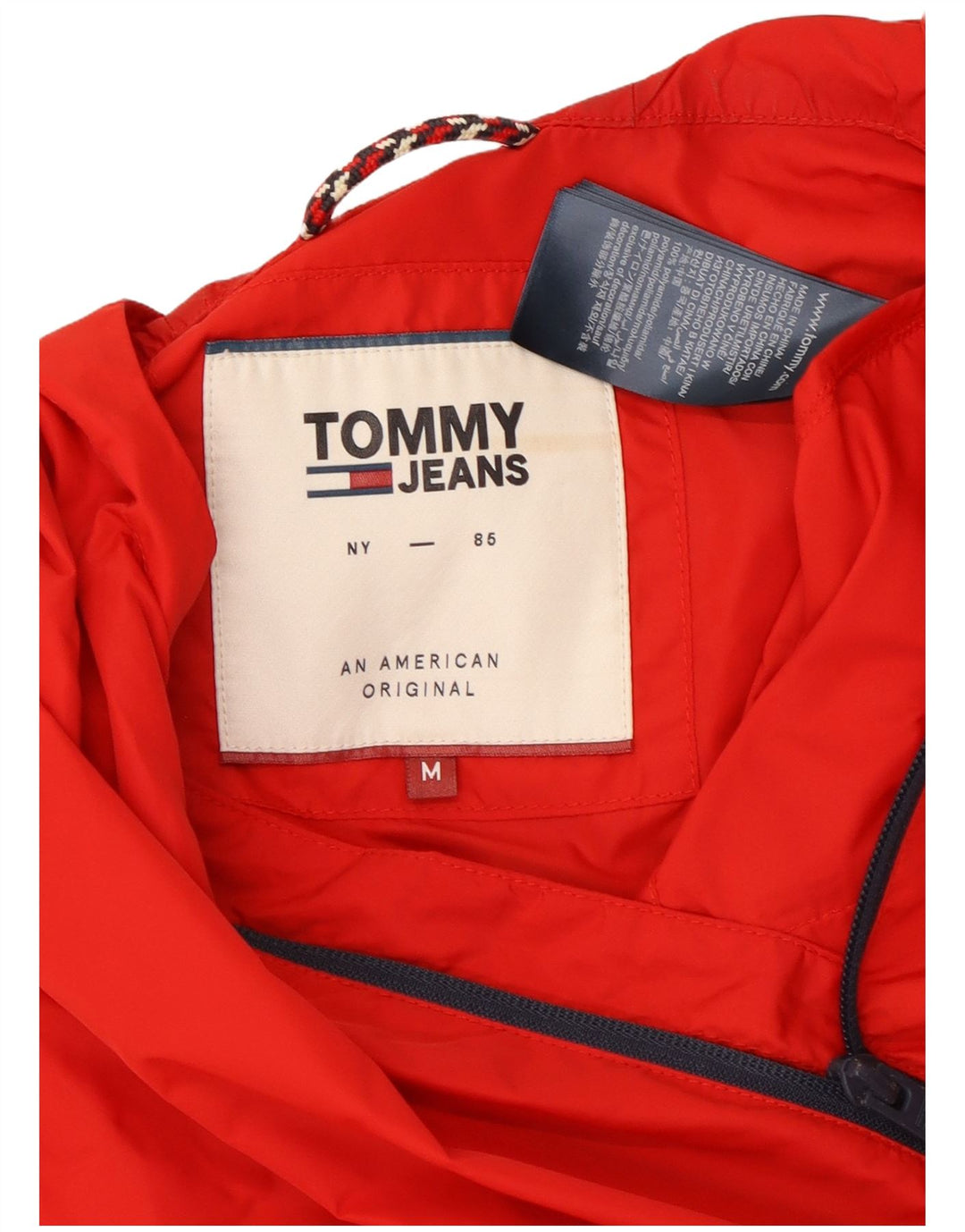 Giacca antipioggia con cappuccio da uomo Tommy Hilfiger UK 38 Medium Red Poliammide