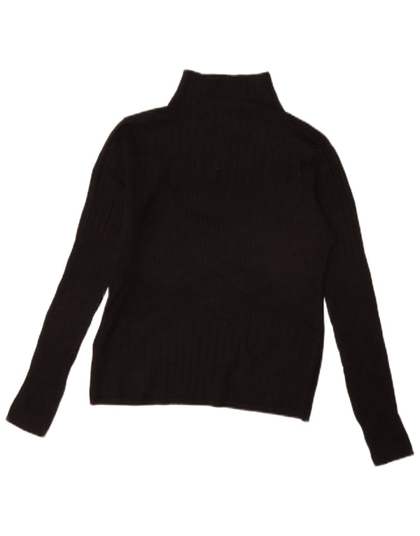 MARKS & SPENCER maglione maglione da donna con collo alto UK 10 piccolo nero