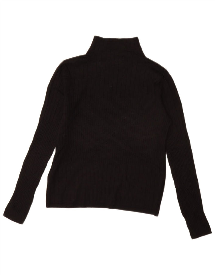 MARKS & SPENCER maglione maglione da donna con collo alto UK 10 piccolo nero