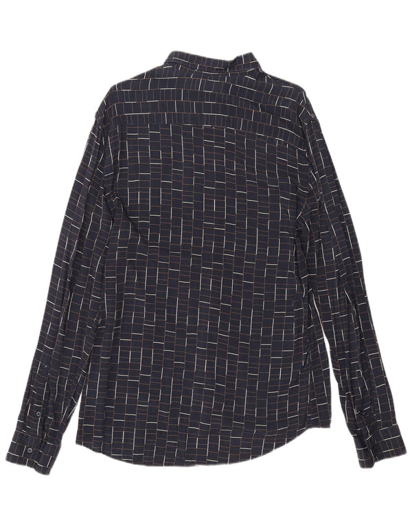 Camicia Zara da uomo slim fit grande in viscosa a quadri blu navy