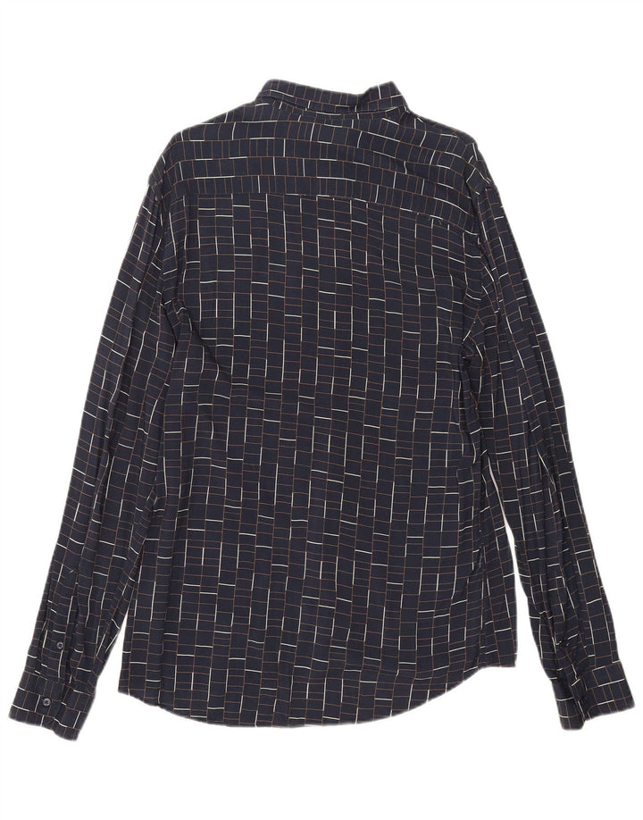 Camicia Zara da uomo slim fit grande in viscosa a quadri blu navy