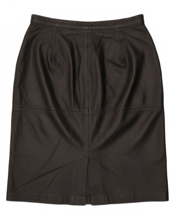 Gonna in pelle da donna vintage UK 16 grande W30 in pelle nera