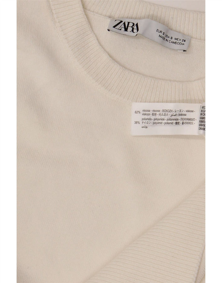 Maglione girocollo da donna Zara UK 10 piccolo in viscosa bianca
