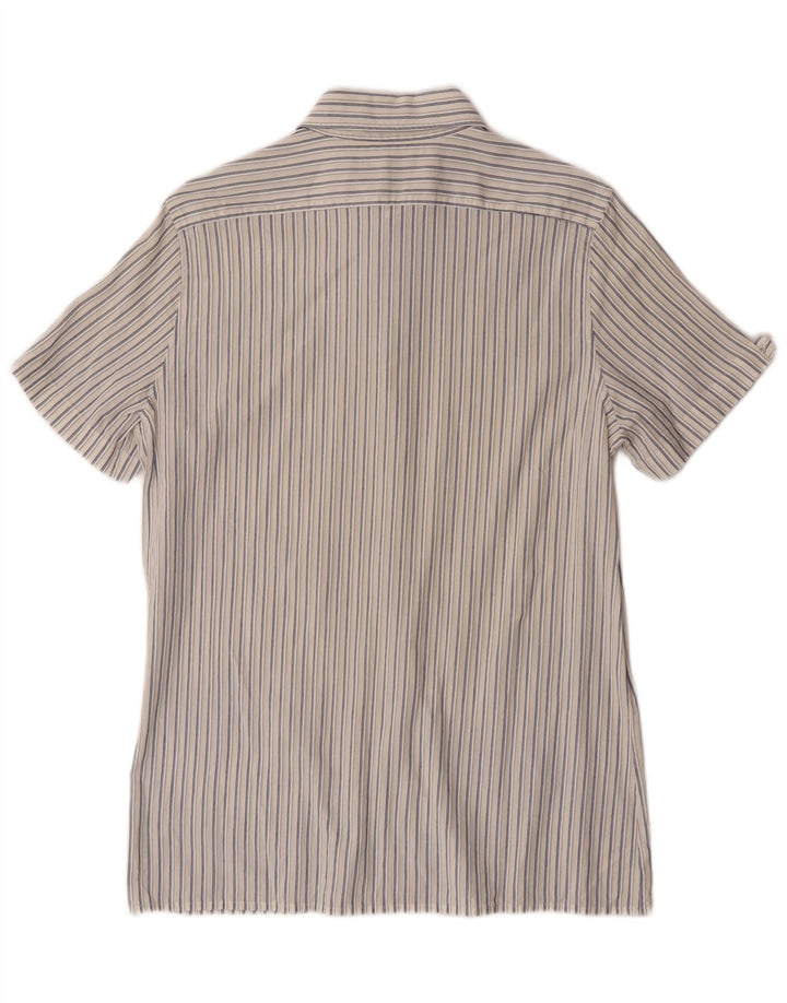 Camicia a maniche corte da uomo Sisley medio gessato bianco sporco