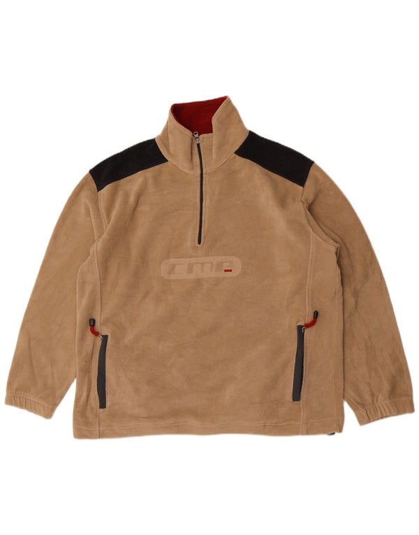 F.LLI Campagnolo Maglione in pile da uomo con zip e collo XL Beige Colourblock Poliestere