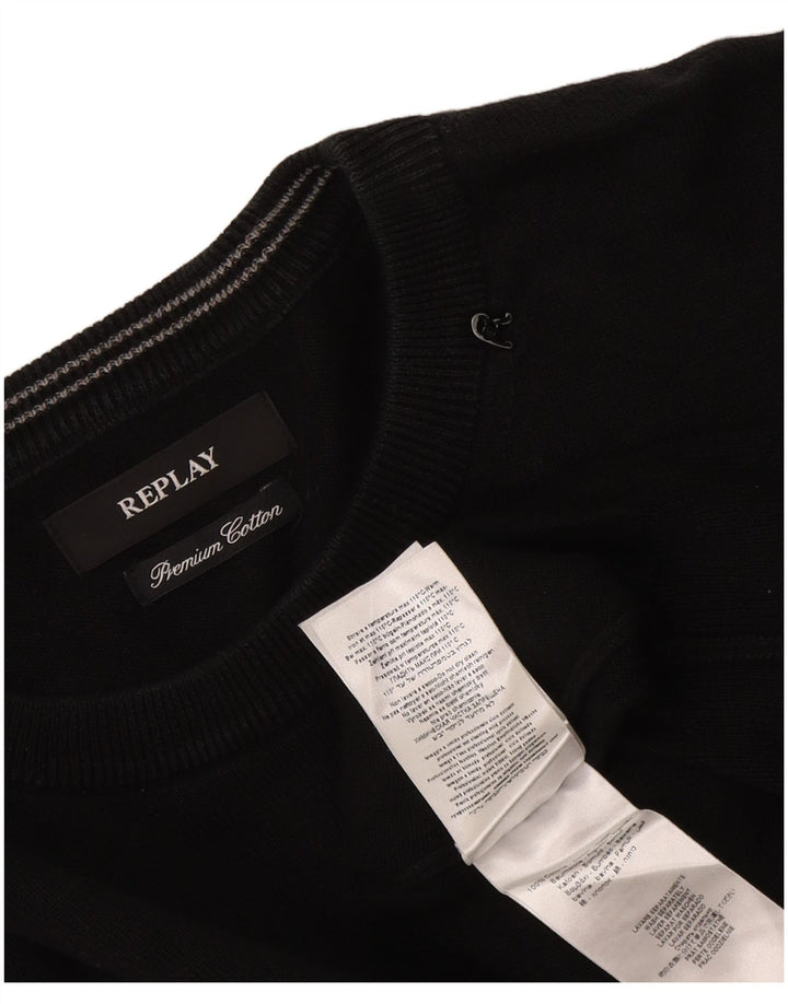 Maglione maglione girocollo da uomo Replay 2XL cotone nero