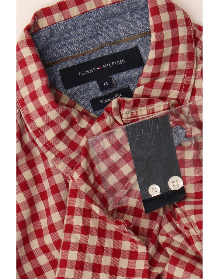 TOMMY HILFIGER Camicia da uomo in flanella dal taglio vintage in cotone a quadretti rosso medio
