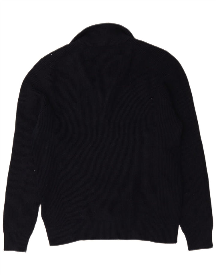 Maglione da uomo Marks & Spencer con zip e collo in cotone medio blu navy