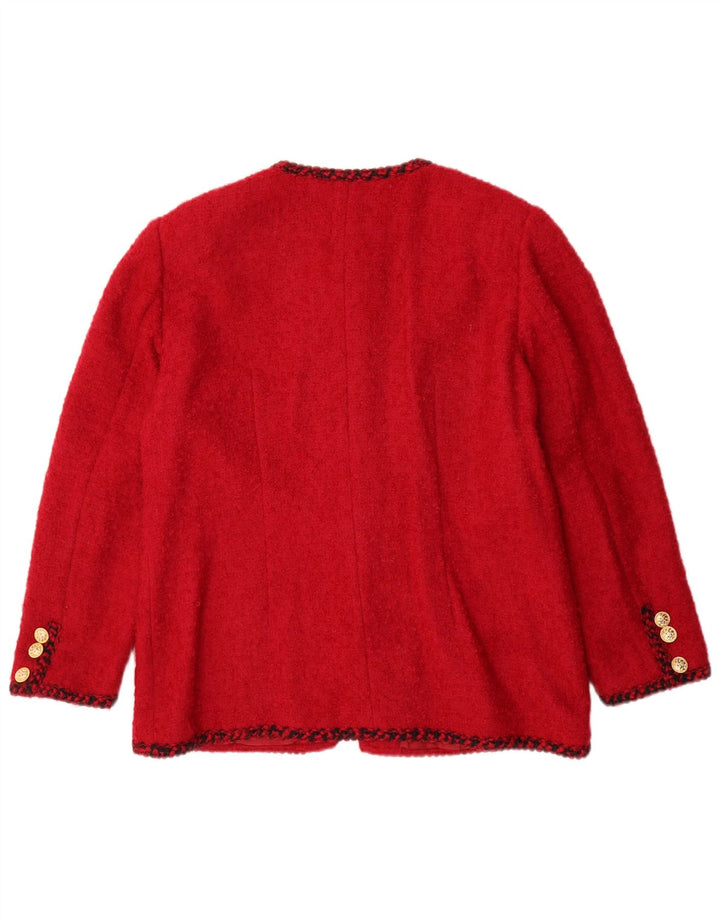 Luisa Spagnoli Giacca Blazer da Donna a 5 Bottoni UK 16 Large Rossa in Lana Vergine