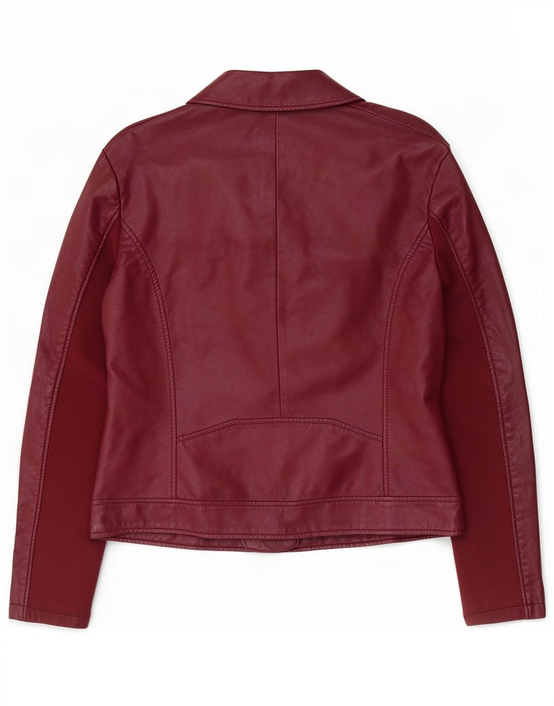 Giacca da motociclista in ecopelle Marks & Spencer da donna UK 14 grande bordeaux