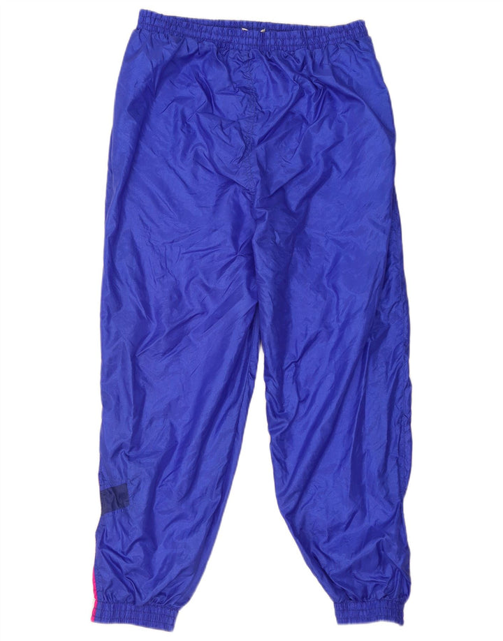Pantaloni da tuta vintage da uomo, pantaloni da jogging, grandi, in poliammide color block blu