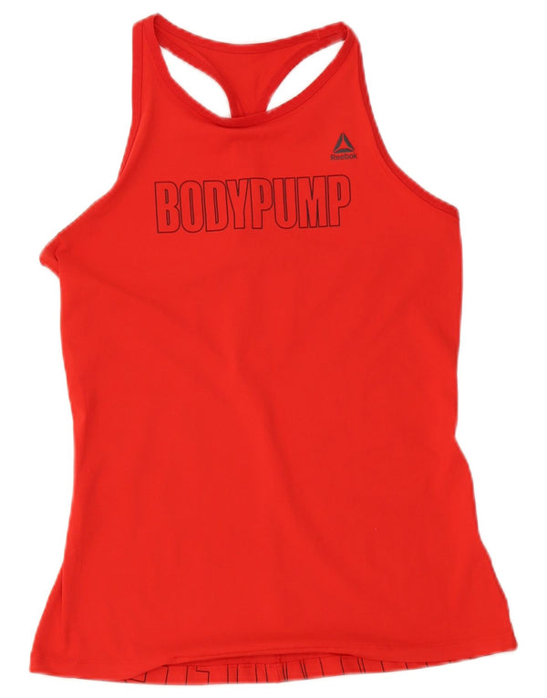 Canotta Reebok da donna Bodypump Graphic Vest UK 12/14 poliestere rosso medio