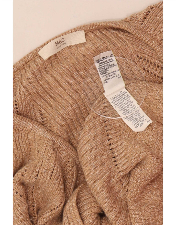 Maglione cardigan da donna Marks & Spencer UK 16 Large Beige Viscosa