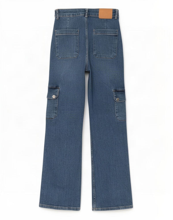 Jeans Zara per ragazze Cargo a gamba larga 13-14 anni W24 L26 cotone blu