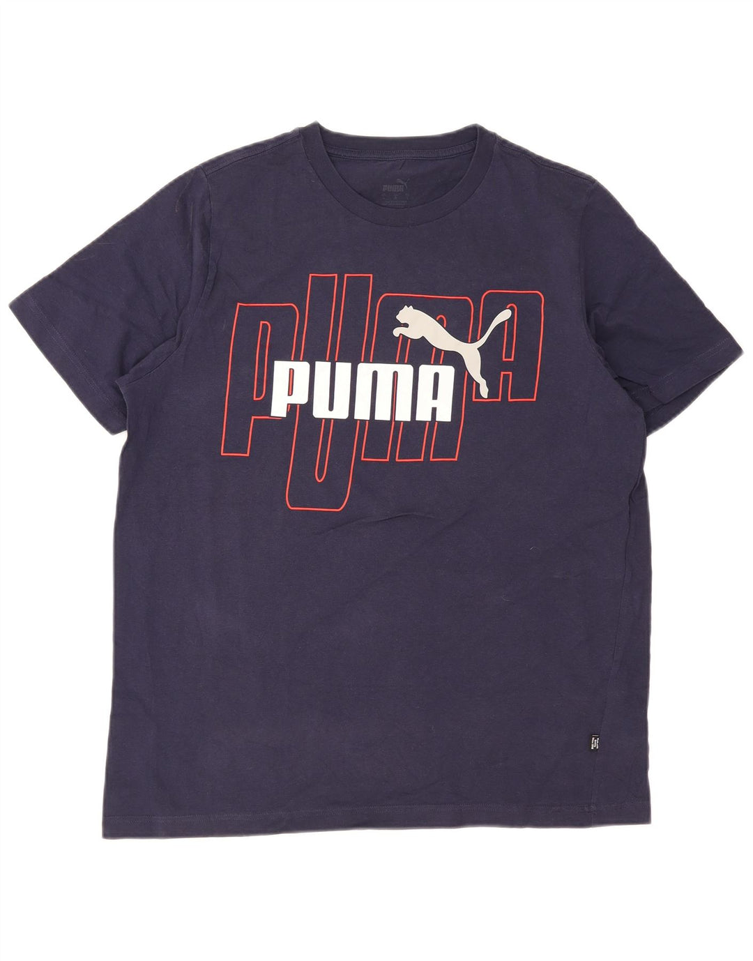 T-shirt grafica da uomo Puma Top Large in cotone blu navy