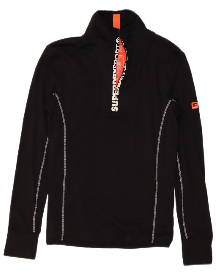 Top da tuta da uomo con grafica pullover con zip e collo grafico Superdry, colore nero medio