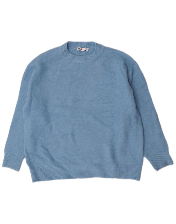 Maglione girocollo oversize da donna Zara UK 10 piccolo acrilico blu