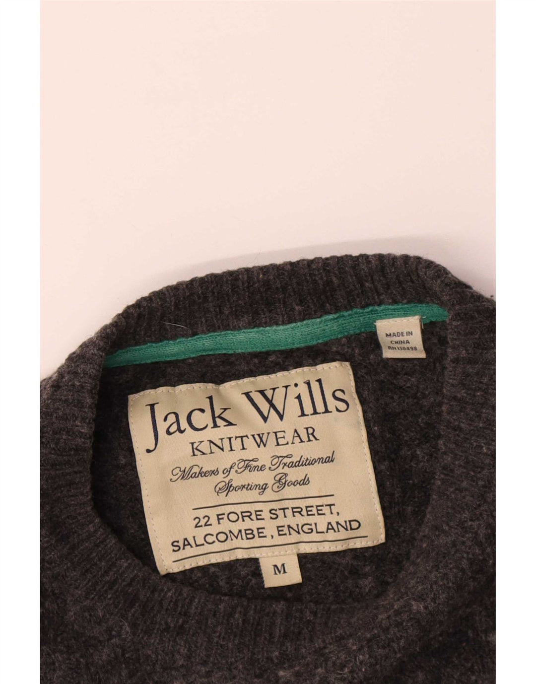 Maglione girocollo da uomo Jack Wills in lana merino grigio medio