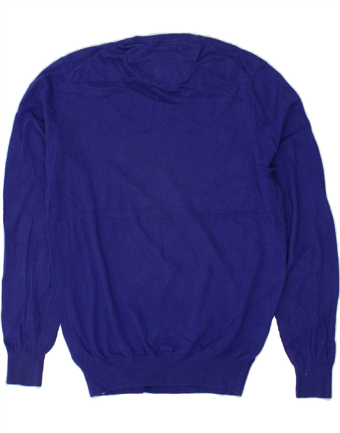 MASSIMO DUTTI Womens V-Neck Jumper Sweater UK 14 Large Blue Cotton Vintage Massimo Dutti and Second-Hand Massimo Dutti from Messina Hembry 