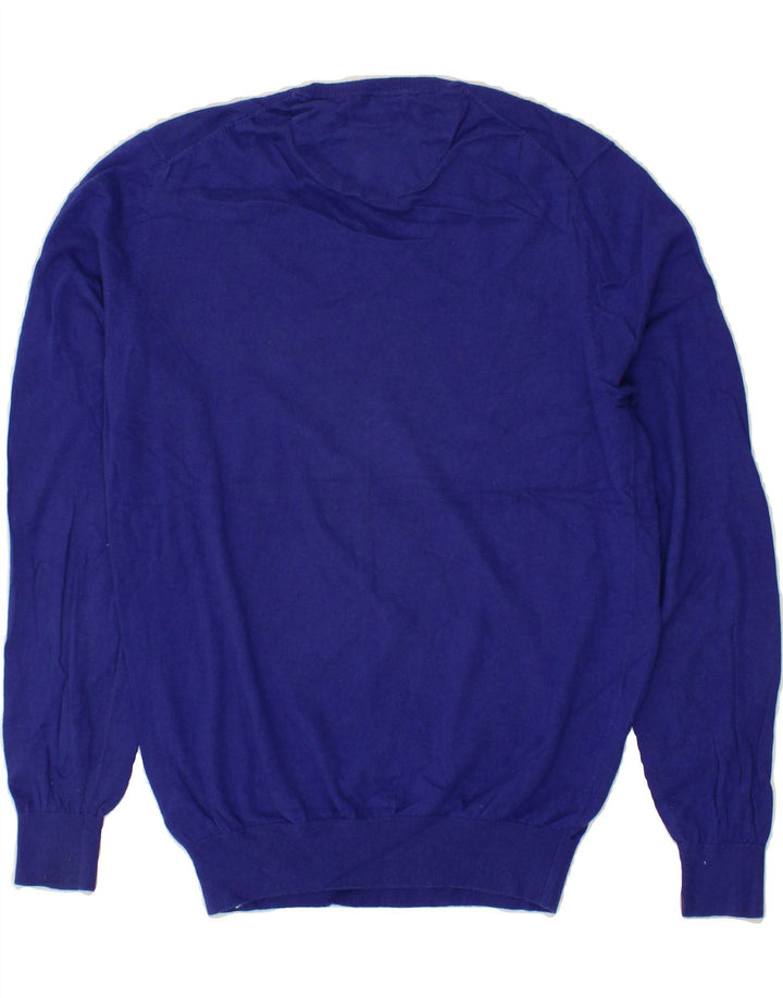 MASSIMO DUTTI Womens V-Neck Jumper Sweater UK 14 Large Blue Cotton Vintage Massimo Dutti and Second-Hand Massimo Dutti from Messina Hembry 