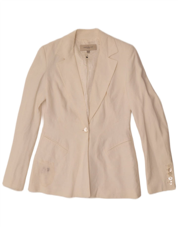 Giacca blazer da donna a 1 bottone Karen Millen UK 12 medio acetato bianco sporco
