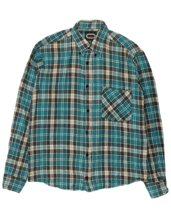 Vintage Mens Flannel Shirt Small Blue Check Cotton