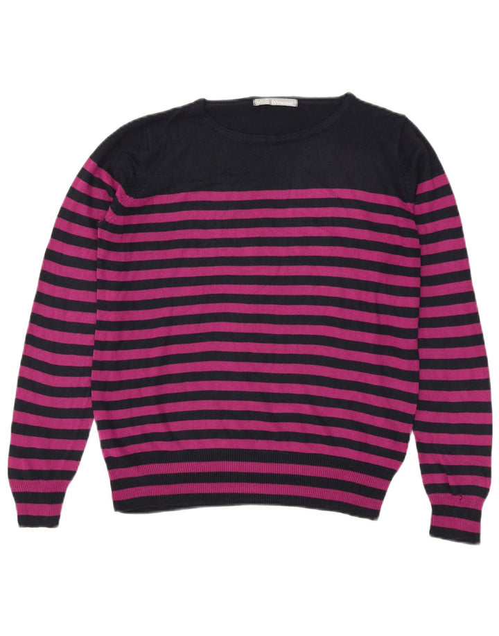 Maglione maglione con scollo a barca da donna Marks & Spencer UK 14 a righe rosa medio