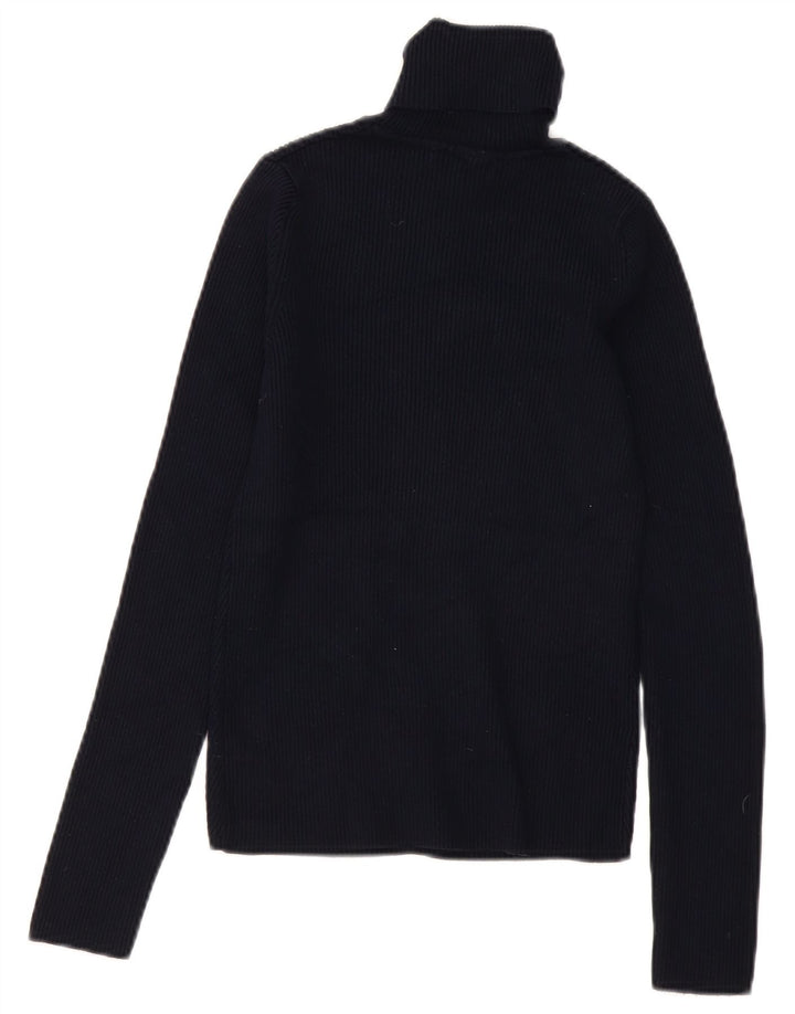 Maglione corto da donna Zara con collo alto, UK 12, viscosa blu navy medio