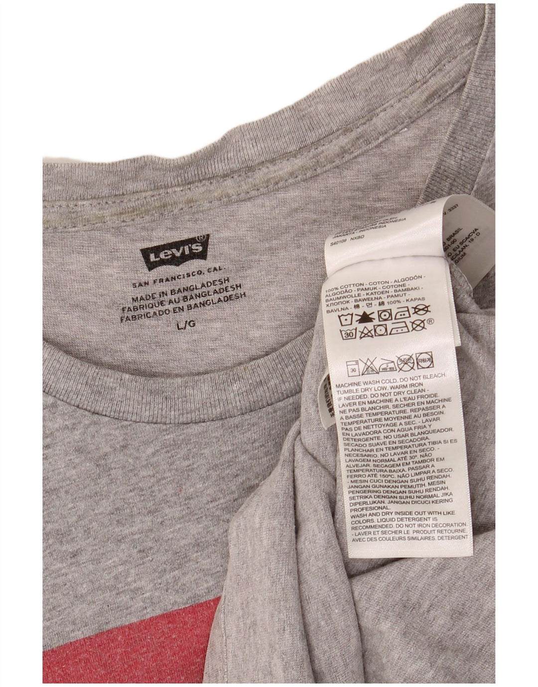 T-shirt grafica da uomo LEVI'S Top grande in cotone grigio