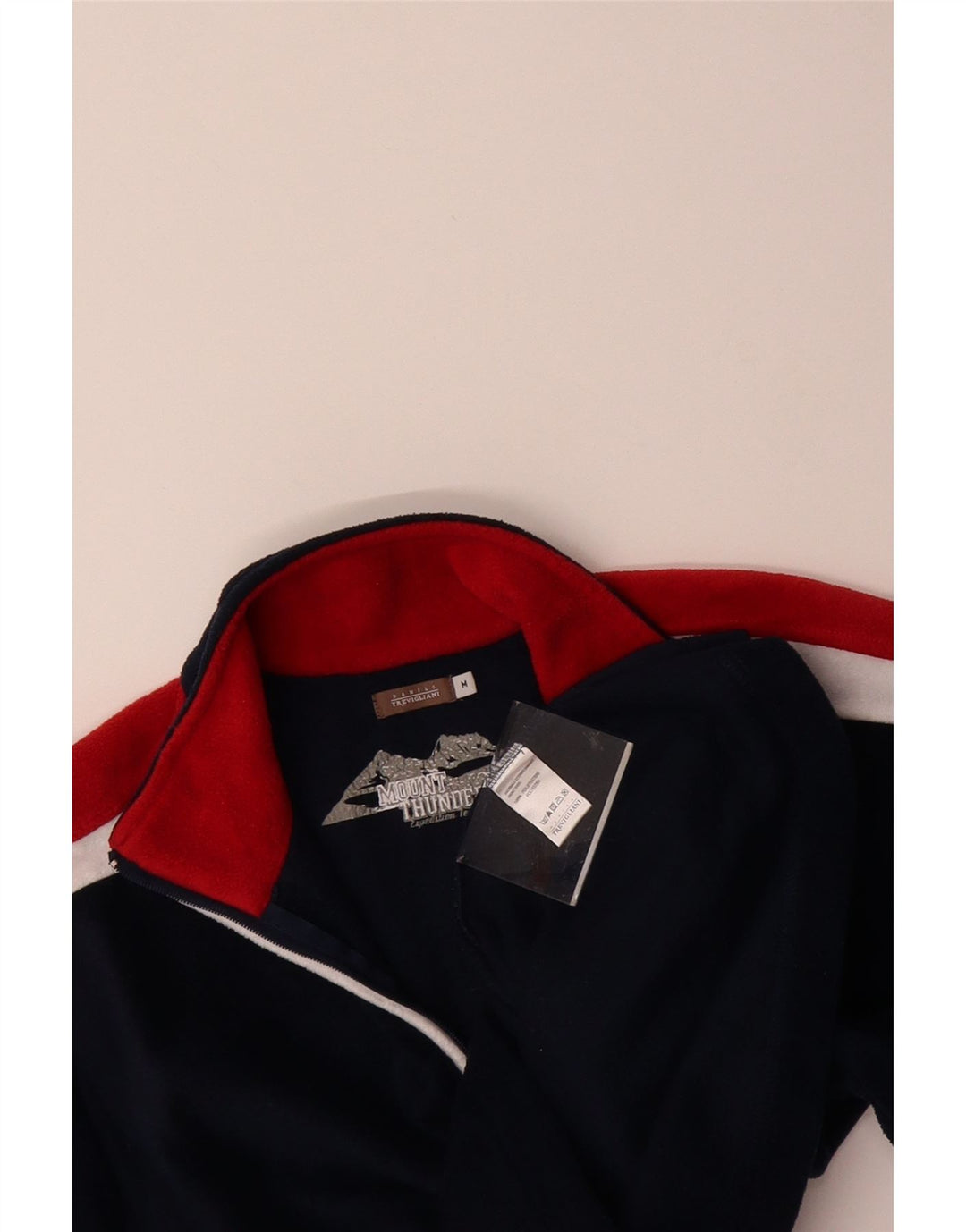 DANILI TREVIGLIANI Mens Graphic Fleece Jumper Medium Navy Blue Colourblock