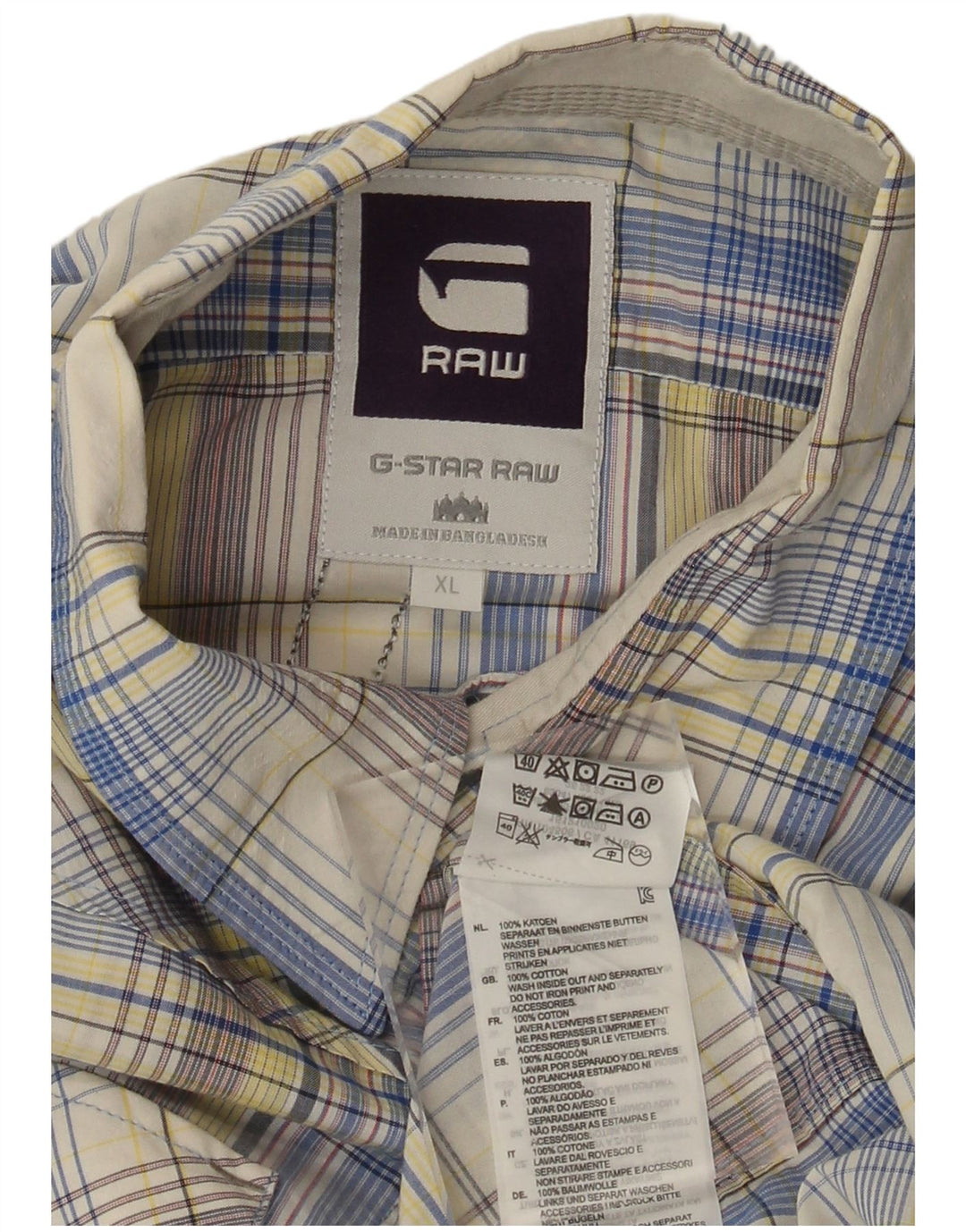 Camicia a maniche corte grafica da uomo G-Star XL in cotone scozzese multicolore