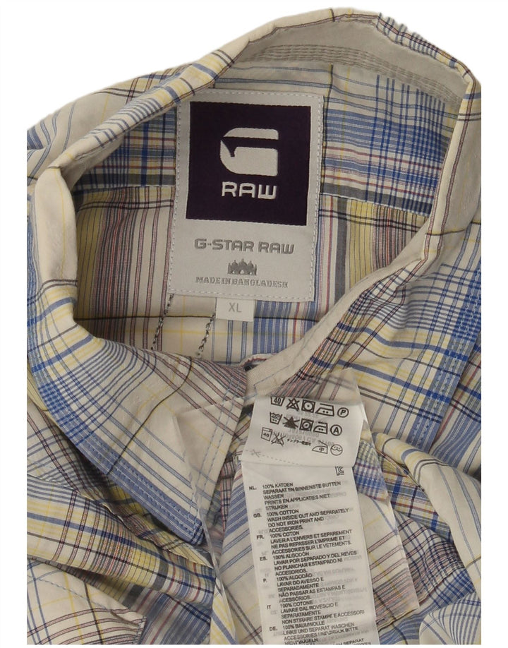 Camicia a maniche corte grafica da uomo G-Star XL in cotone scozzese multicolore