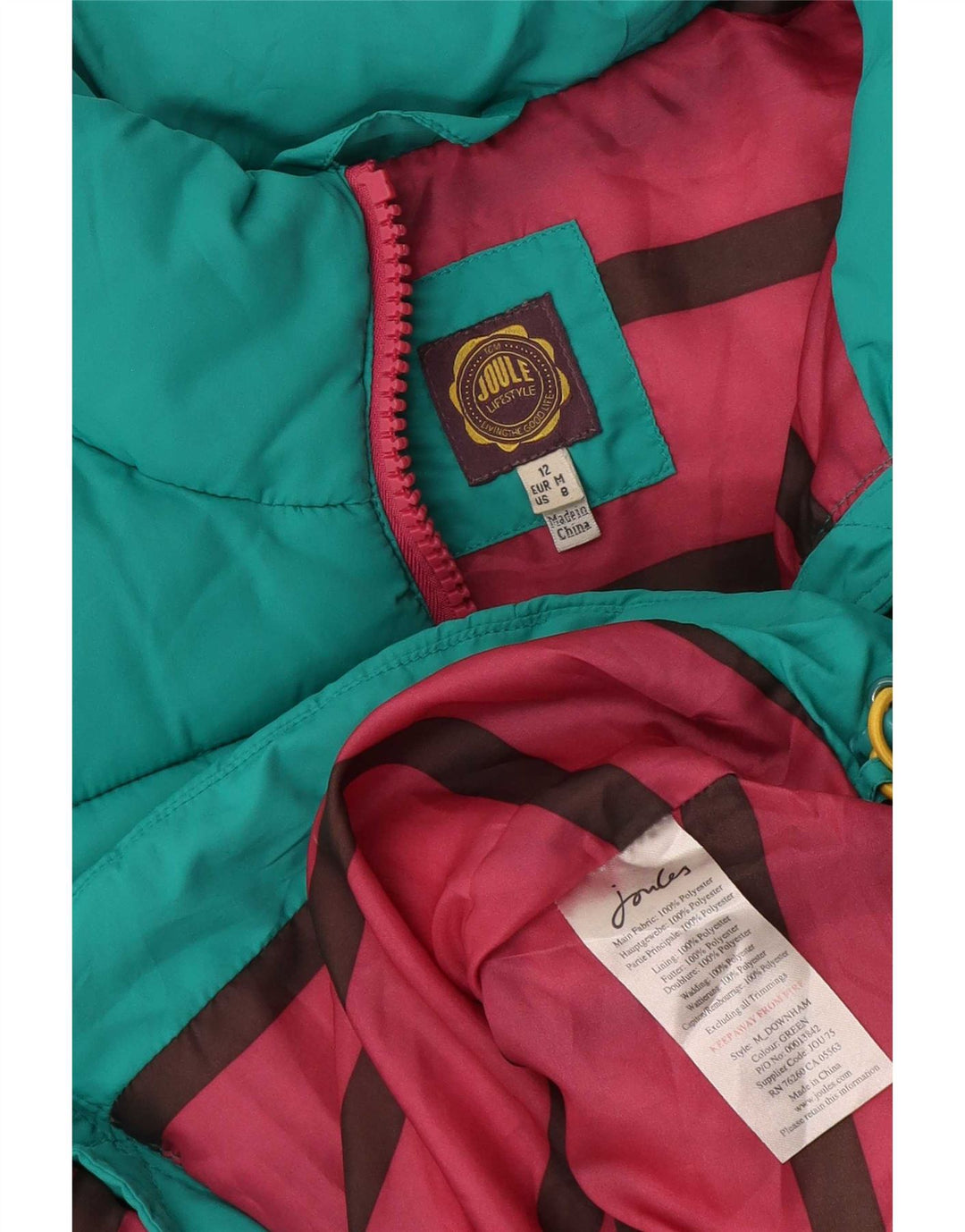 Gilet imbottito da donna Joules UK 12 medio turchese poliestere