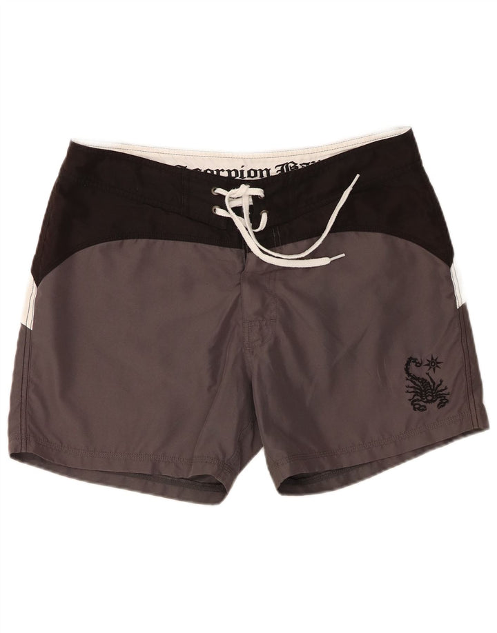 Pantaloncini da bagno grafici da uomo Scorpion Bay, grandi, in poliestere color block grigio
