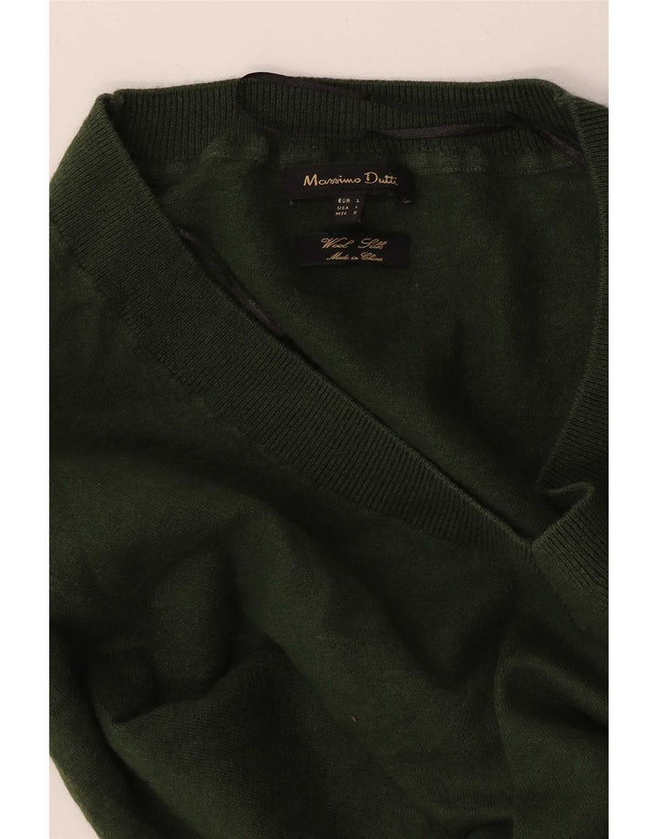 Massimo Dutti Maglione da donna con scollo a V UK 14 Large Verde