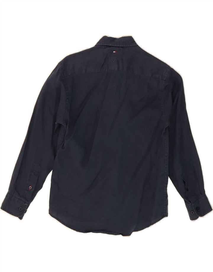 TOMMY HILFIGER Boys Shirt 9-10 Years Navy Blue Linen Vintage Tommy Hilfiger and Second-Hand Tommy Hilfiger from Messina Hembry 