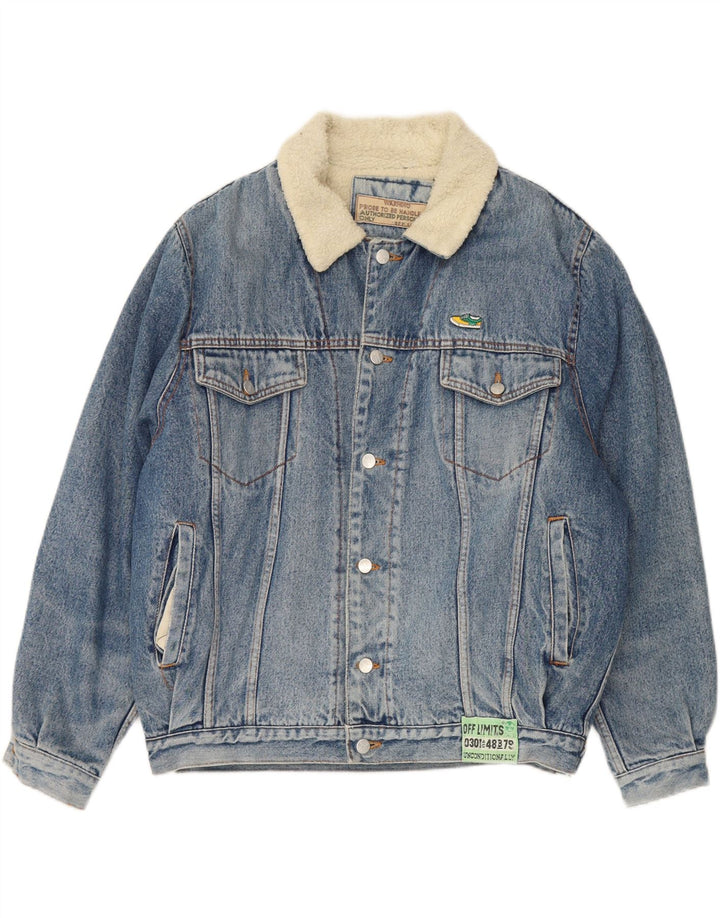OFF LIMITS Mens Denim Sherpa Jacket UK 40 Large Blue Vintage Off Limits and Second-Hand Off Limits from Messina Hembry 