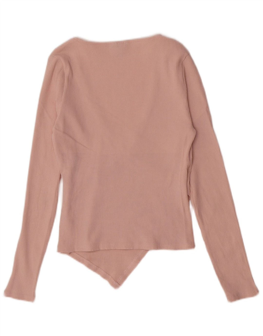 Topshop Donna Crop Top Manica Lunga UK 12 Cotone Rosa Medio