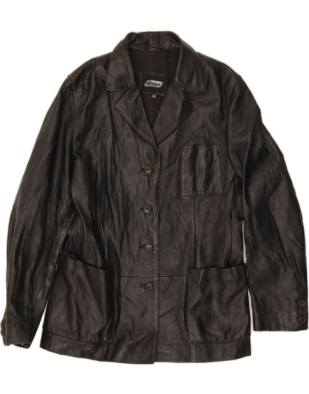 REEVE Womens Leather Jacket IT 44 Medium Black Leather Vintage Reeve and Second-Hand Reeve from Messina Hembry 