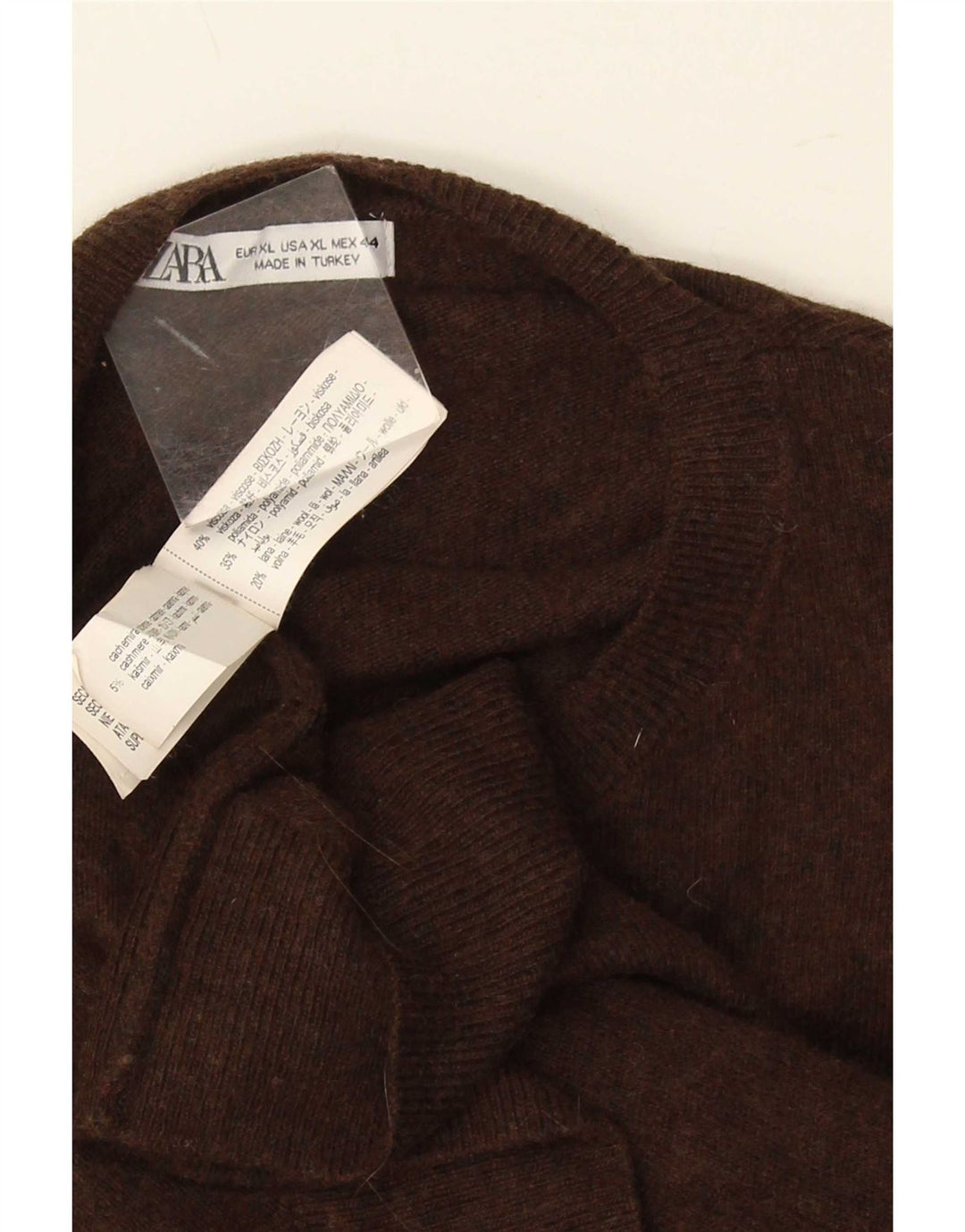Maglione Zara da uomo girocollo XL in viscosa marrone
