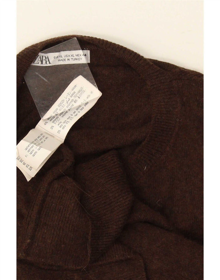 Maglione Zara da uomo girocollo XL in viscosa marrone