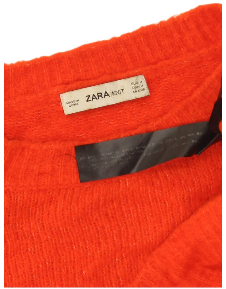 Maglione corto con scollo a barca oversize da donna Zara UK 14 Arancione medio