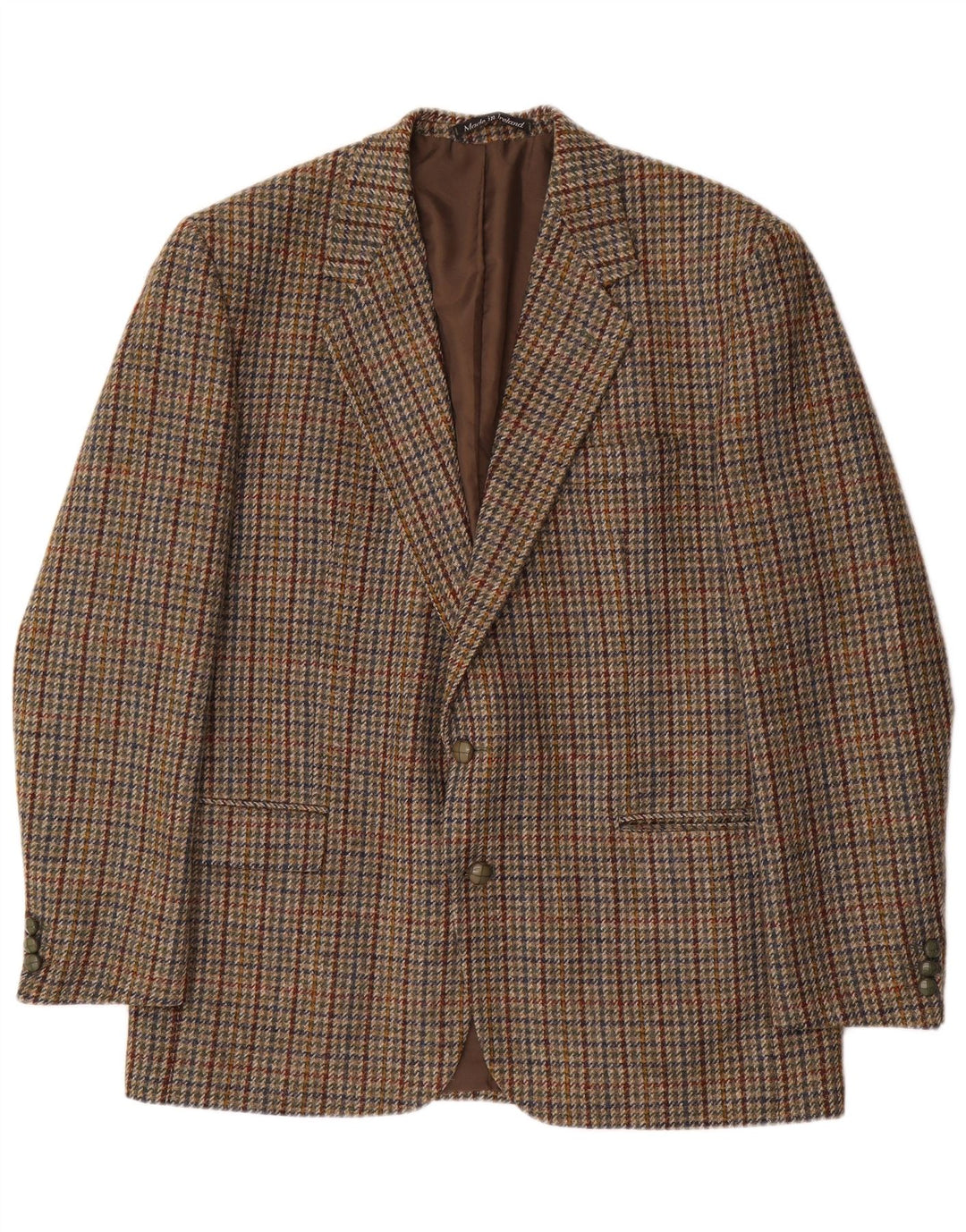 DONEGAL Giacca blazer da uomo a 2 bottoni UK 40 grande pied de poule marrone