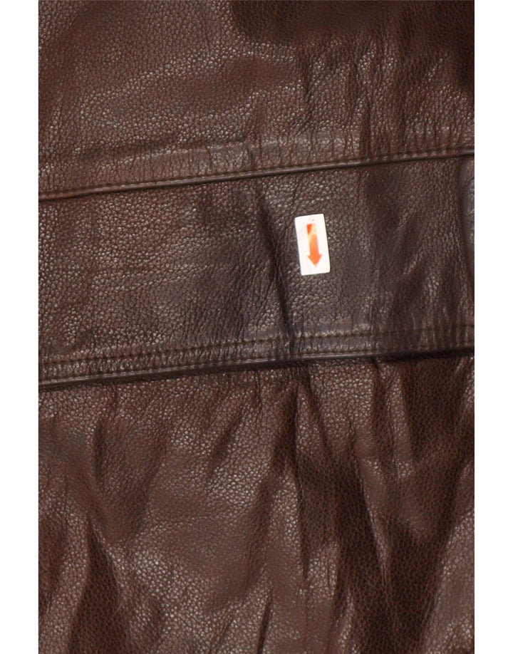 VINTAGE Mens Reversible Leather Jacket IT 54 2XL Brown Leather