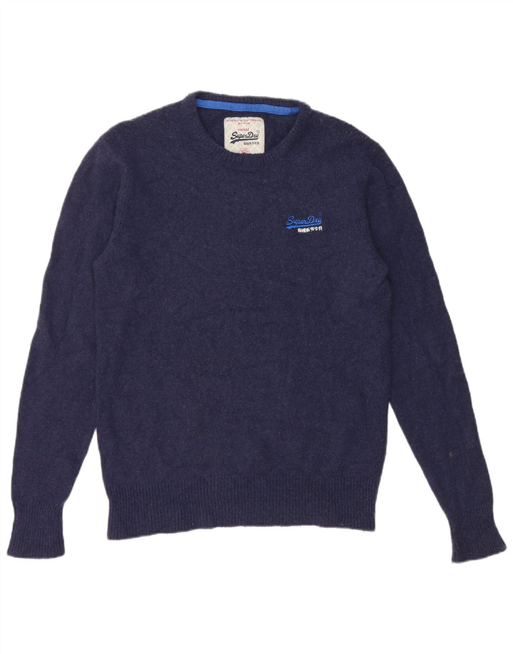 Maglione maglione girocollo da uomo Superdry in lana blu navy media
